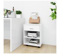 Storage Cabinet White 46x36x59cm Engineered Wood Compact 2-Shelf 1-Drawer Office