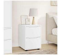 Storage Cabinet White 48x48x57cm Engineered Wood 2-Drawer Minimalist Nightstand