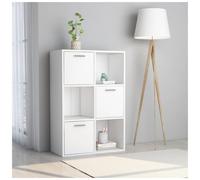 Storage Cabinet White 60.5x30x90cm Engineered Wood Bookcase Shelving Modern Unit