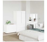 Storage Cabinet White 80x48x57cm Engineered Wood 2 Drawer Minimalist Bedroom XL