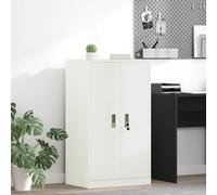 Storage Cabinet White Steel 60 x 40 x 105 cm with Lockable Doors, Ideal as a Filing Cabinet, Office Cabinet, Archive Cabinet for Office