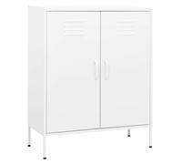 Storage cabinet White Steel 80x35x101.5cm 2 Adjustable Shelves Levellers Bracket