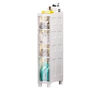 Storage Cabinet with 4 Drawers Narrow Standing Shelf for Bathroom Bedroom Kitchen Living Room Plastic Cart on Wheels 18cm Width 4 Tier),White18(w)-4 Tier