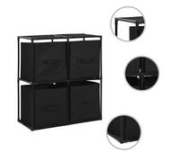 vidaXL Storage Cabinet with 4 Fabric Baskets Black 63x30x71 cm Steel