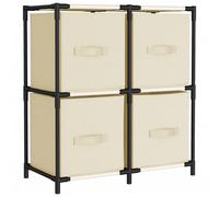 vidaXL Storage Cabinet with 4 Fabric Baskets Black Steel Drawer Organiser Rack