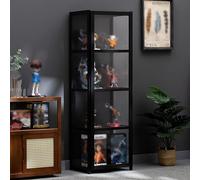 Storage Cabinet with Acrylic Glass Doors, Natural Bamboo Display Cases for Collectibles - 4/5 Tier Display Cabinet for Bedroom, Playroom, Trophy Display Case - Bookshelf and Bookcase (130*33*42cm)