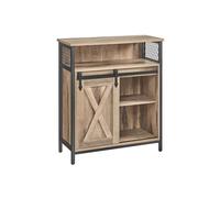 Buffet Cabinet, Sideboard with Open Compartment, Sliding Barn Door, 30 x 70 x 80 cm, Brown and Black
