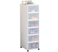 Storage Cabinet with Wheels,Floor Cabinet,Freestanding Shelf,Plastic Storage Box,for Bathroom,Bedroom,Living Room 6-Tier