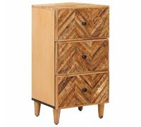 Media Storage Cabinet Modern Eco Brown 40x33.5x75cm Solid Mango Wood Brass Knobs