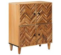 Storage Cabinet Modern Brown 60x33.5x75cm Solid Mango Wood 2 Doors Brass Knobs.