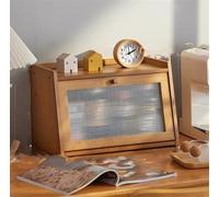 Storage Cabinets - Double Layer Wooden Large Capacity Storage Container with Frosted Glass Window