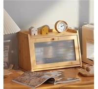 Storage Cabinets - Double Layer Wooden Large Capacity Storage Container with Frosted Glass Window