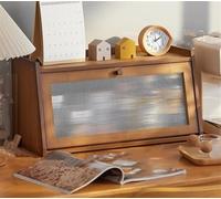 Storage Cabinets - Double Layer Wooden Large Capacity Storage Container with Frosted Glass Window
