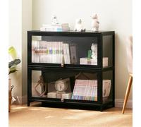 Storage Cabinets - Multi-Tier Wooden Bookcase, Modern Minimalist Design, Bamboo Construction with Acrylic Doors, 5-Tier Display Cabinet