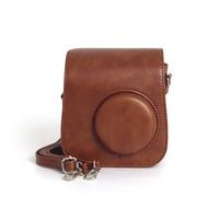 Storage Camera Bag Retro Camera Bag for Instax Mini SE with Shoulder Strap PU Leather Cover Protective Camera Case (Brown)