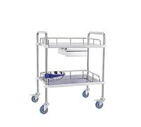 Storage Cart with 3 Layers, 360° Silent Wheels and Drawer for Clinic Kitchen Salon, Easy Assembly, 60x40x86cm