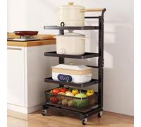Storage Cart with Wheels, 4 Shelves & Basket - Kitchen nization Trolley for Small Spaces, Rolling Utility Cart for Easy Mobility and Clutter-Free Living