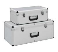 Storage Case Set 2pcs Silver Aluminium/ABS/Wood 62.5x28x27 & 47x23.5x18.5cm Lock