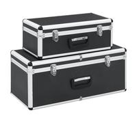 Storage Case Set Black 62.5x28x27 & 47x23.5x18.5cm Aluminium ABS Wood Lockable