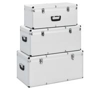 Storage Cases Set 3 pcs Silver Aluminium ABS Wood 76x40x36cm Portable Tool Box