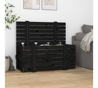 Storage Chest Black Solid Pine Wood 91x40.5x42 cm Large Rustic Lid Trunk Box XL