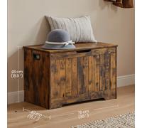 VASAGLE Storage Chest, Storage Bench with 2 Safety Hinges, Shoe Storage Bench, Rustic Style, 40 x 76 x 48 cm, for Hallway, Bedroom, Living Room, Rustic Brown LHS011T01