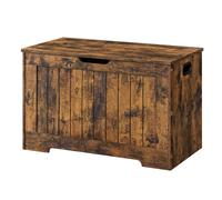 Storage Chest, Entryway Shoe Storage Bench with 2 Safety Hinges, Rustic Brown