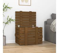 Storage Chest Honey Brown Solid Pine 58x40.5x42 cm Rustic Wooden Trunk - Large