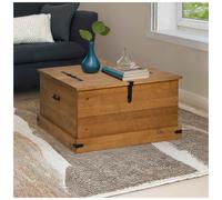 Storage Chest Natural Pine 91x91x47 cm Solid Wood Double Compartment Honey-Brown