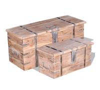 Storage Chest Set Solid Acacia Wood Light Brown 83x33x37 & 61x26x27cm Lockable.