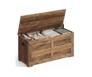 Storage Chest, Storage Bench, Blanket Box with 2 Safety Hinges, Honey Brown / 40 x 100 x 46 cm