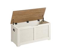 Storage Chest, Storage Bench, Blanket Box with 2 Safety Hinges, White, Honey Brown / 40 x 100 x 46 cm