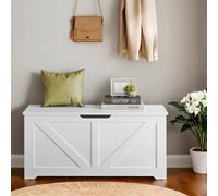 Storage Chest, Storage Trunk with 2 Safety Hinges, Storage Bench, White / 40 x 100 x 46 cm