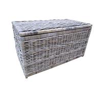 Storage Chest Trunk, Large, Wicker Grey and Buff Kubu Rattan
