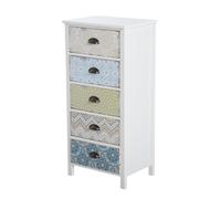 Storage Chest Unit 5 Drawer Retro Style Bedroom Desktop Wood Entryway HOMCOM White One Size