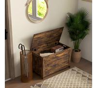 Storage Chest with 2 Safety Hinges, Storage Bench, Rustic Brown HOMCOM Brown One Size