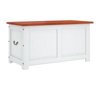 Storage Chest with Lid Home Organiser Brown and White Solid Wood Acacia vidaXL