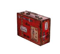 Storage Chest Wooden Box SJ 15369 Case Luggage Set with Leather Covered, Treasure Chest, Box, Storage Box, vintage Style Small Furniture with Metal Decorative (36cm B x 25cm T x 12cm H)