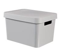 Curver 04743-099-01 Infinity Plastic Storage Box with Lid, Light Grey, 36.3 x 27 x 22 cm, 17 L