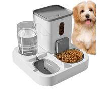 Storage Container Dog Food Bowl Pet Dispenser, Portable Cat Treat Automatic Feeder Large Capacity(Gray)