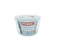 Pyrex Microwave Safe Classic Round Glass Dish with Plastic Lid 0.6 Litre White (Pack of 2)