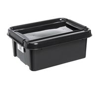 Plast Team ProBox Recycle Storage Box with Lid/Boxes with Lid QR Code Black, 21l