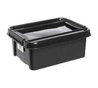 Plast Team ProBox Recycle Storage Box with Lid/Boxes with Lid QR Code Black, 21l
