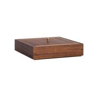 Storage Container Tea Cake Box Organizer Holder Case With Walnut Wood Construction And Lid For Keeping And Stacked Modularity Suitable for tea, 1 Layer, Diameter 22.7cm, Height 5.1cm