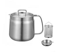 Storage Container Versatile Oil Filter Pot Vessel Tank Oil Filter Cup Oil Trap Pot With Lid And Frying Basket(2L)