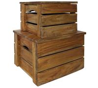 Storage Crate Set 2 Pieces Box Tool Chest Solid Mahogany Wood vidaXL