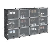 Storage Cube Organiser Black PP 165.5 x 31.5 x 93.5 cm 12-Cube with Door Kits