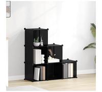Storage Cube Organizer 15-Cube Black PP & Steel 155x32x153.5cm Modular Shelf Pro