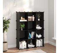 Storage Cube Organizer 15-Cube Black PP & Steel Modular 155 x 32 x 153.5 cm Lrg