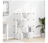Storage Cube Organizer 155x32x153.5cm White PP Panels 15Cube SteelDoors SlimUnit